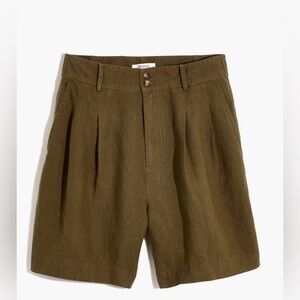 Madewell Linen Long Pleated Shorts Black Size 8